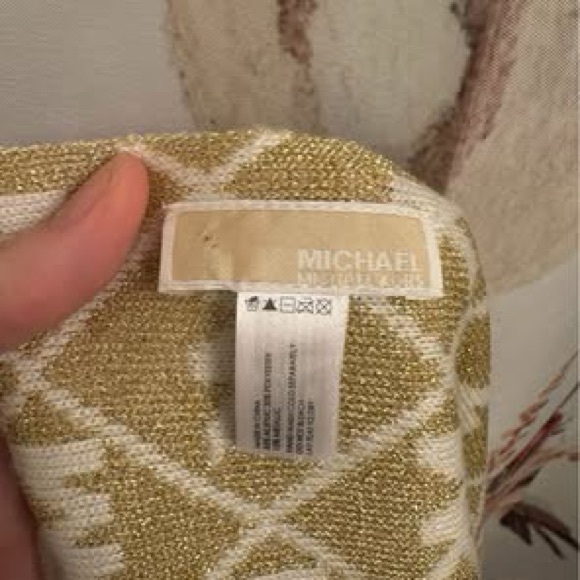 Michael Kors Gold and Cream Patterned Scarf - Picture 2 of 4